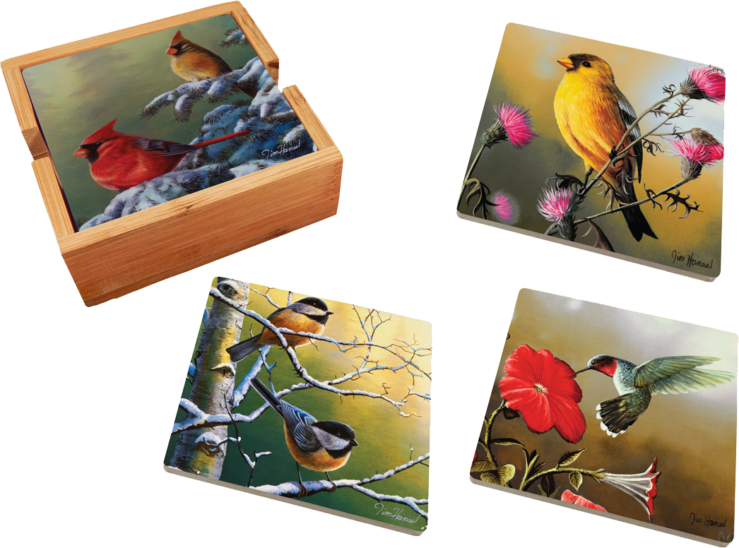 Assorted Birds 4 Piece Ceramic Coaster Set