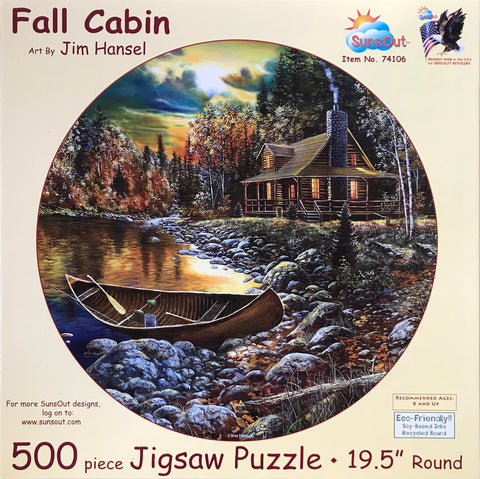 Fall Cabin 500 Piece Round Puzzle