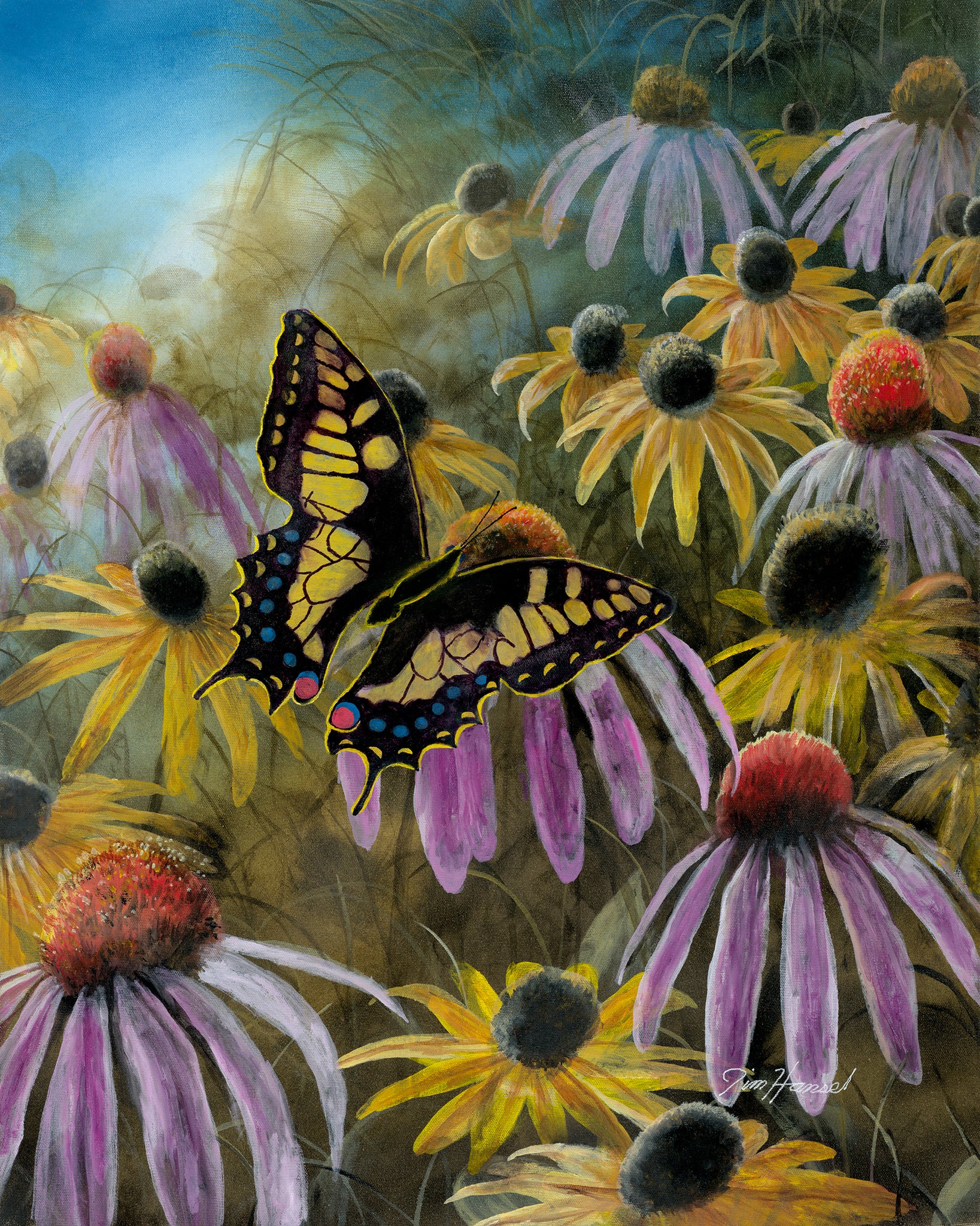 Garden Visitor - Swallowtail Butterfly Original Oil