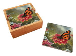 Garden Visitor - Monarch Butterfly 4 Piece Ceramic Coaster Set