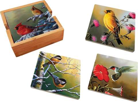 Assorted Birds 4 Piece Ceramic Coaster Set
